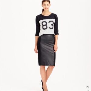 NWT J crew collection leather panel wool skirt Sz 0